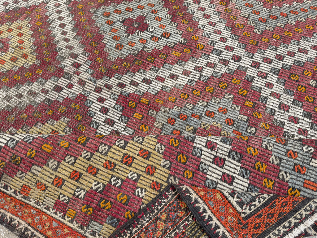 Vintage Turkish Flatweave Kilim Gallery Rug, No.25417 - Gsblank