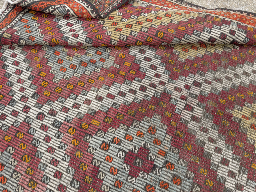 Vintage Turkish Flatweave Kilim Gallery Rug, No.25417 - Gsblank