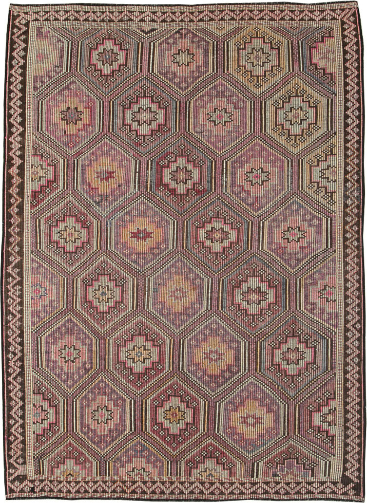 Vintage Turkish Flatweave Kilim Accent Carpet, No.25421 - Gsblank