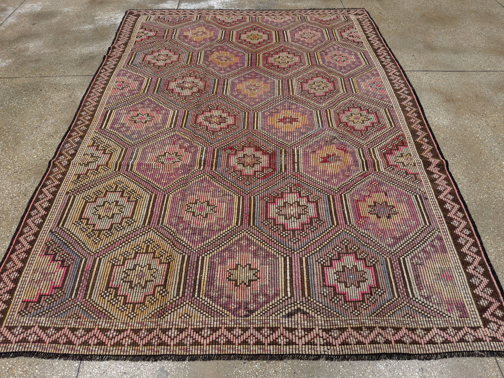 Vintage Turkish Flatweave Kilim Accent Carpet, No.25421 - Gsblank