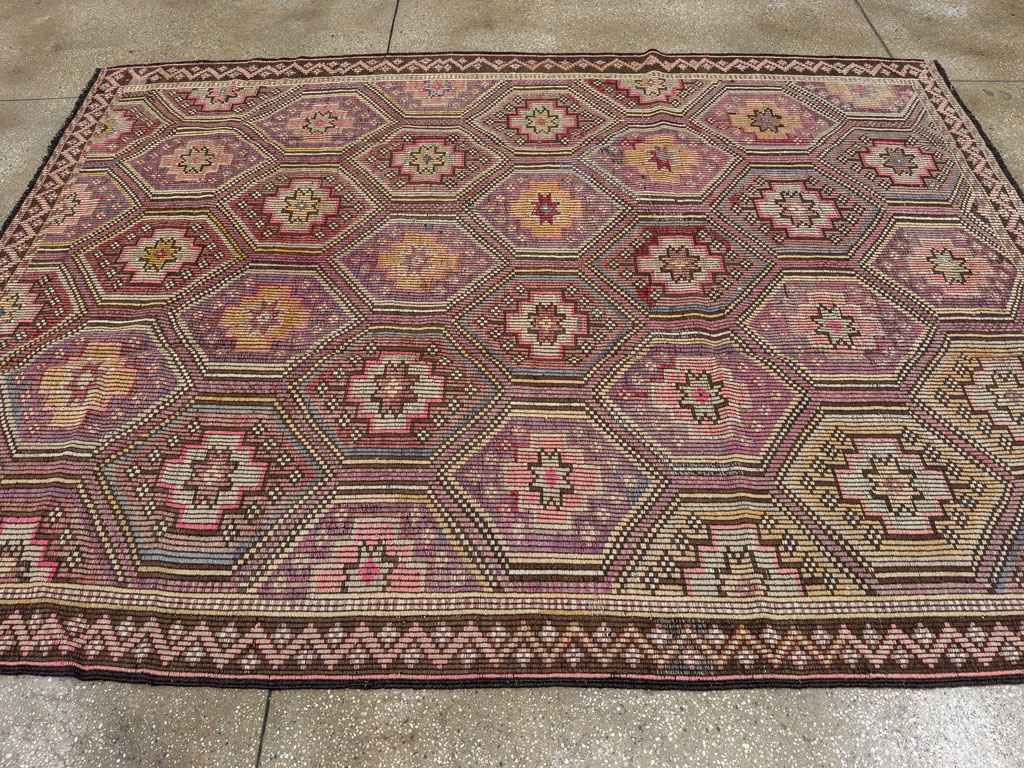 Vintage Turkish Flatweave Kilim Accent Carpet, No.25421 - Gsblank
