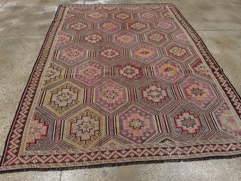 Vintage Turkish Flatweave Kilim Accent Carpet, No.25421 - Gsblank