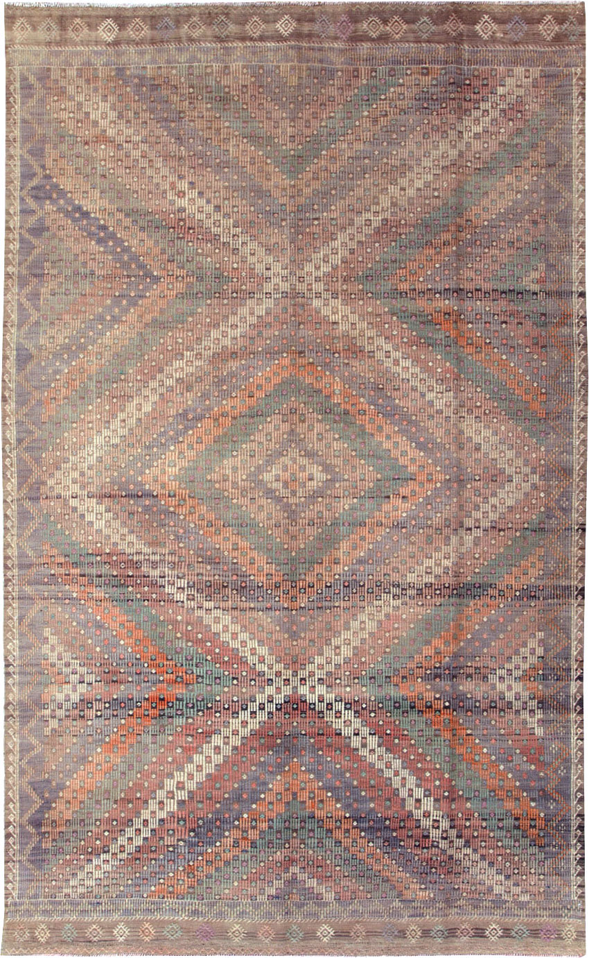 Vintage Turkish Flatweave Kilim Accent Rug, No.25423 - Gsblank