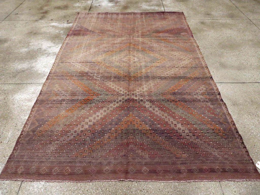 Vintage Turkish Flatweave Kilim Accent Rug, No.25423 - Gsblank