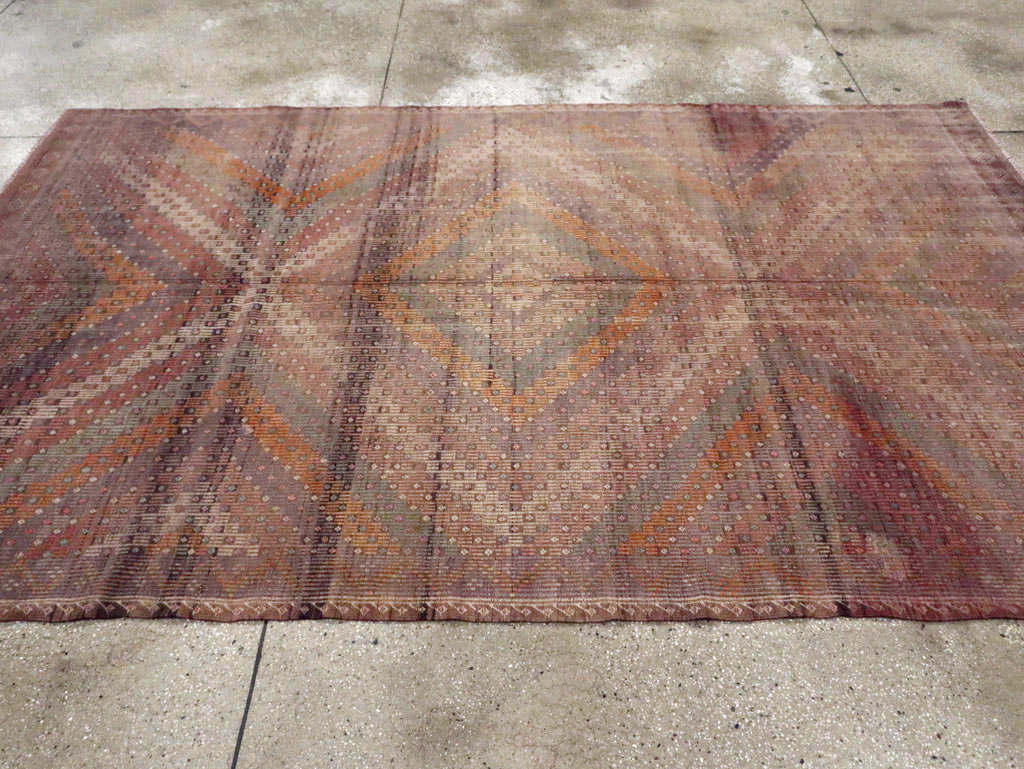Vintage Turkish Flatweave Kilim Accent Rug, No.25423 - Gsblank