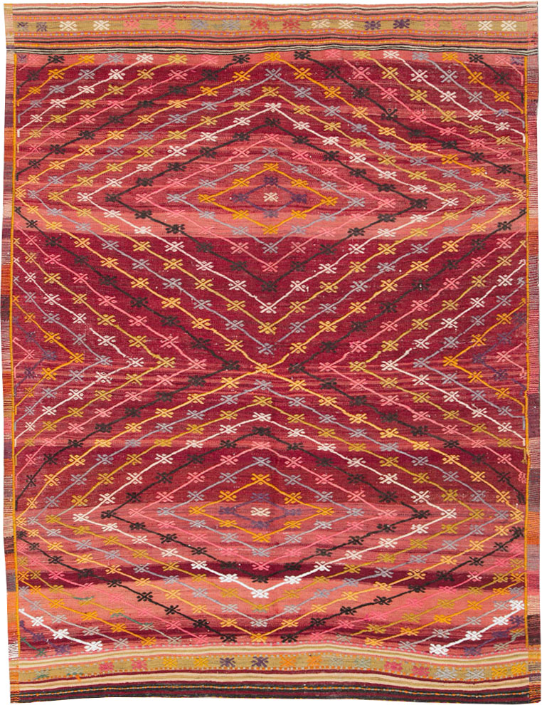 Vintage Turkish Flatweave Kilim Accent Rug, No.25434 - Gsblank