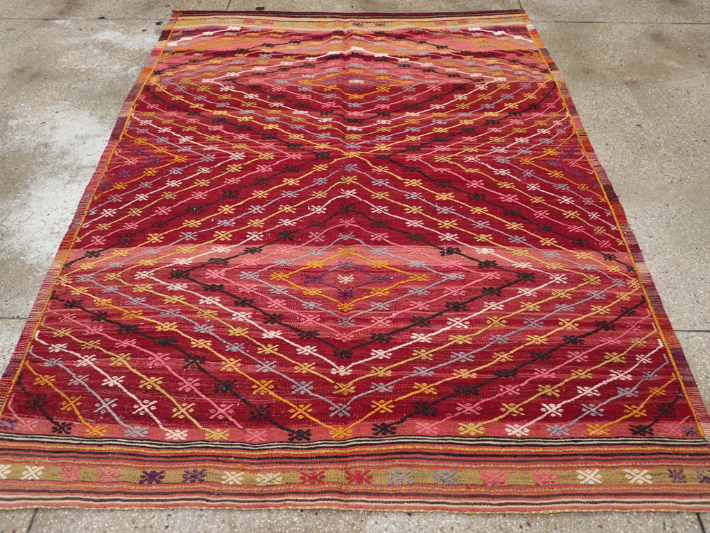 Vintage Turkish Flatweave Kilim Accent Rug, No.25434 - Gsblank