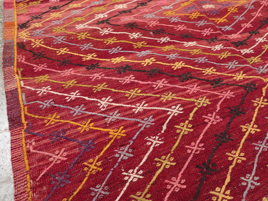 Vintage Turkish Flatweave Kilim Accent Rug, No.25434 - Gsblank