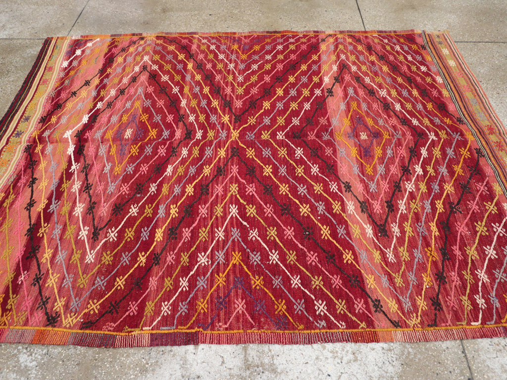 Vintage Turkish Flatweave Kilim Accent Rug, No.25434 - Gsblank