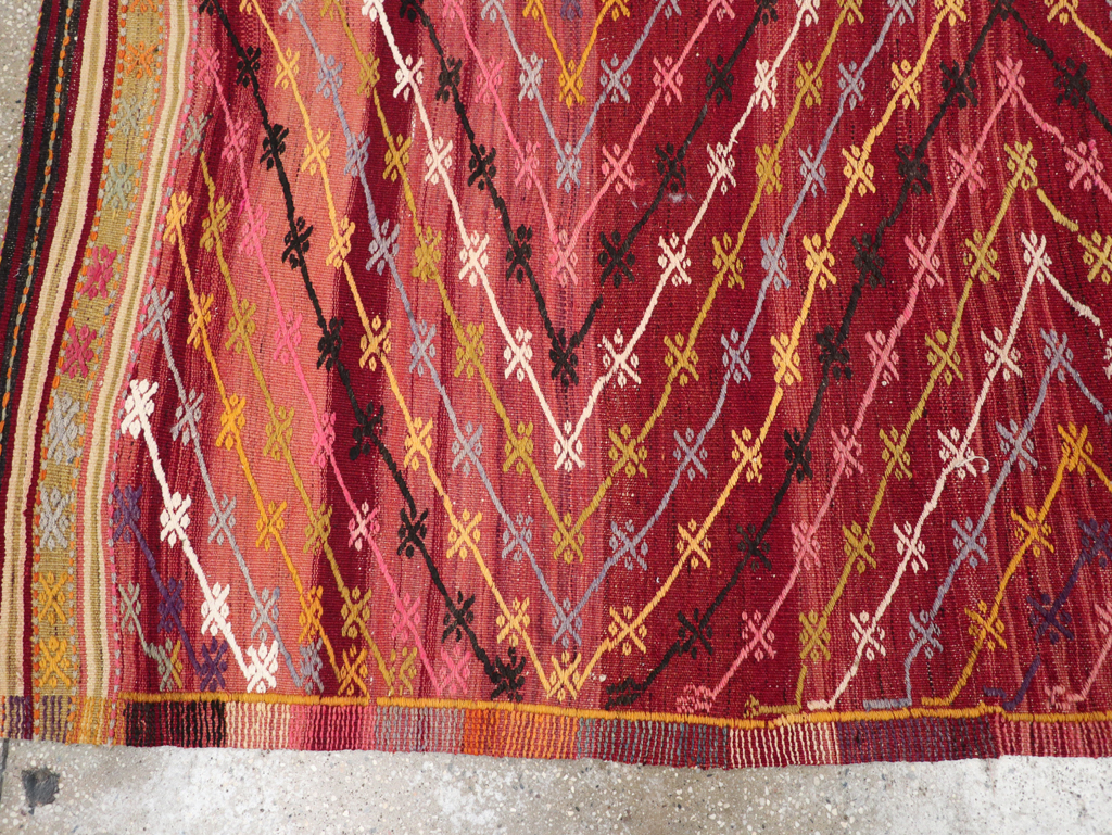 Vintage Turkish Flatweave Kilim Accent Rug, No.25434 - Gsblank