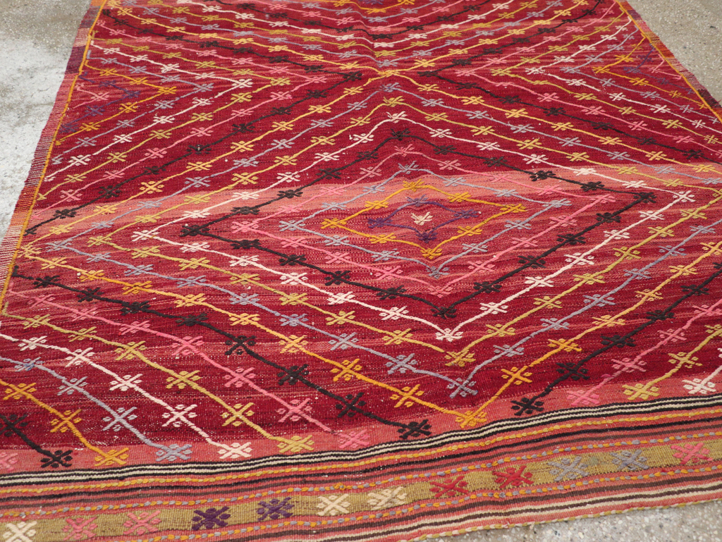 Vintage Turkish Flatweave Kilim Accent Rug, No.25434 - Gsblank