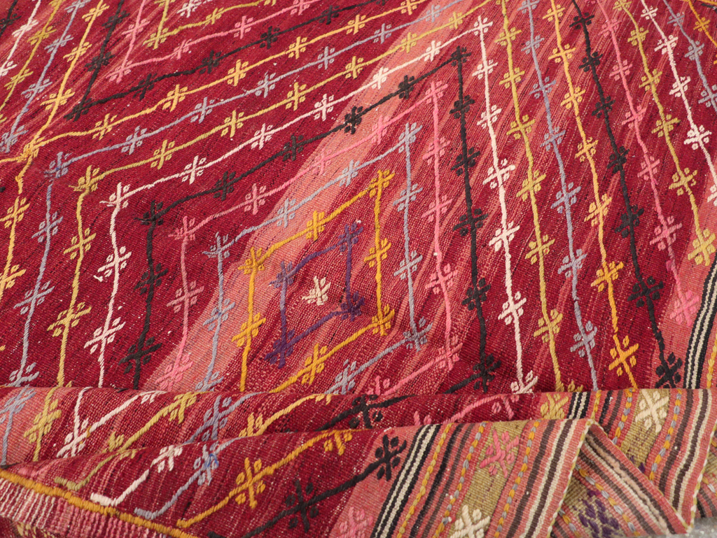 Vintage Turkish Flatweave Kilim Accent Rug, No.25434 - Gsblank