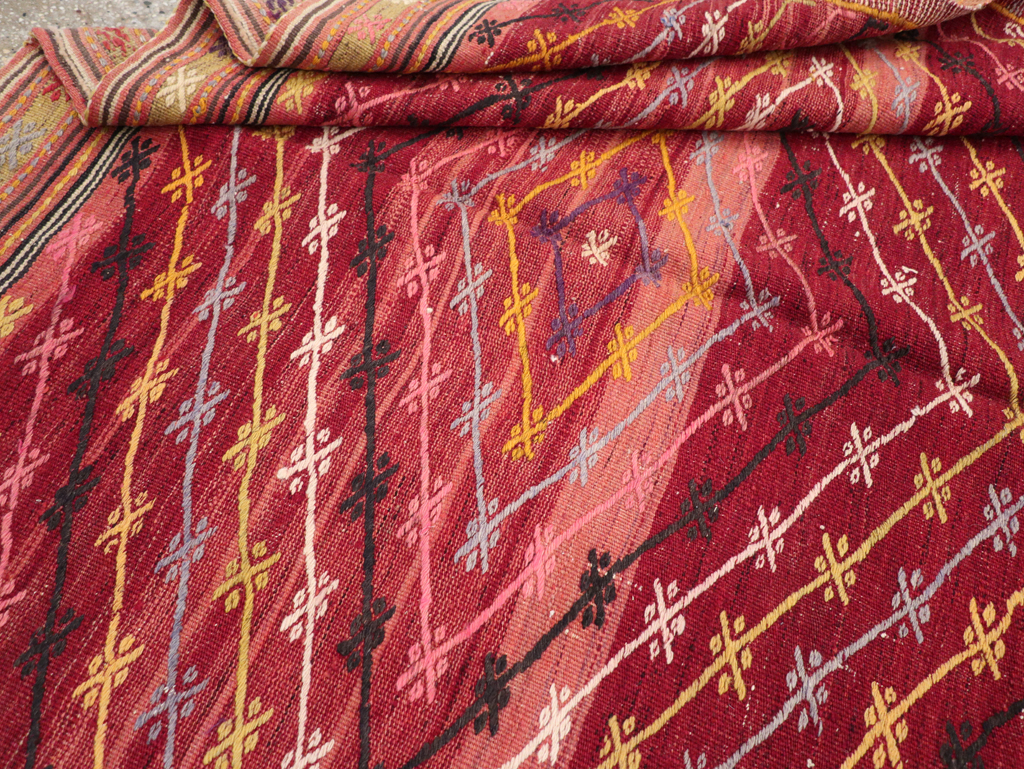 Vintage Turkish Flatweave Kilim Accent Rug, No.25434 - Gsblank