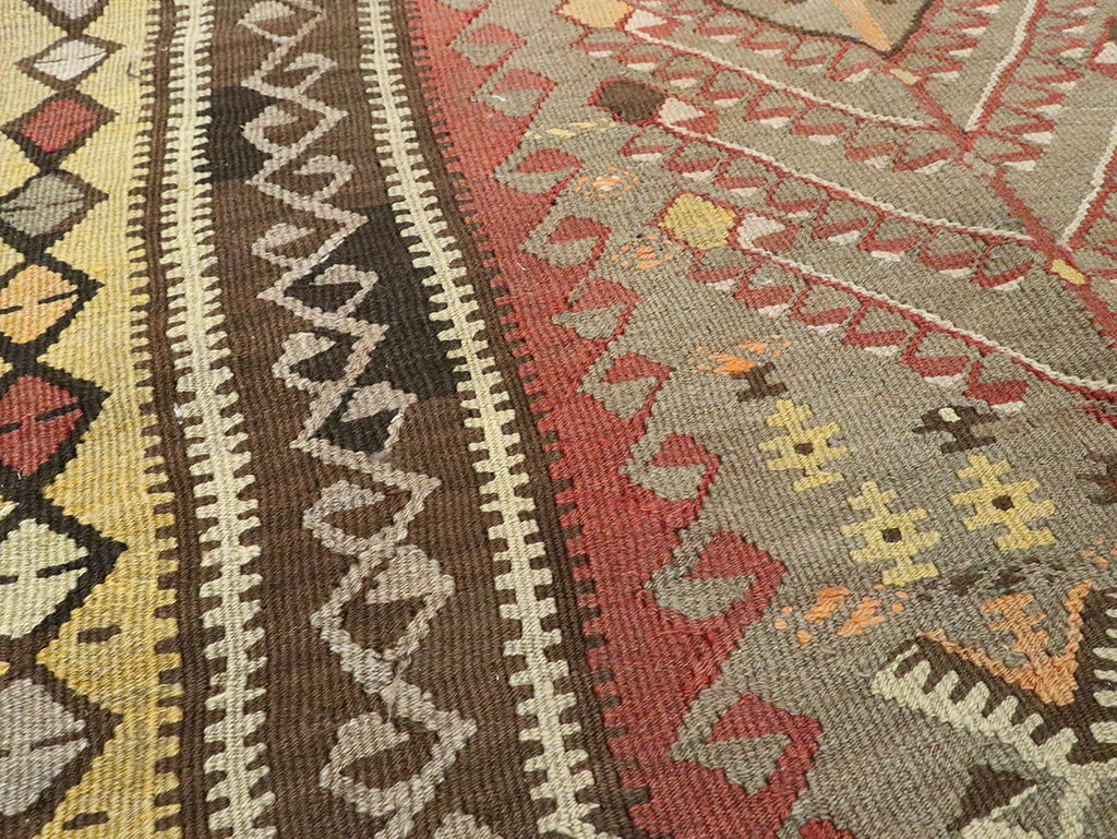 Vintage Turkish Flatweave Kilim Runner, No.25438 - Gsblank