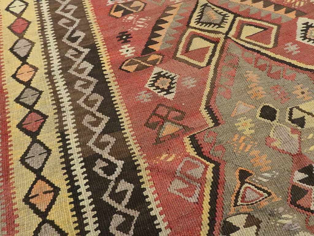 Vintage Turkish Flatweave Kilim Runner, No.25438 - Gsblank