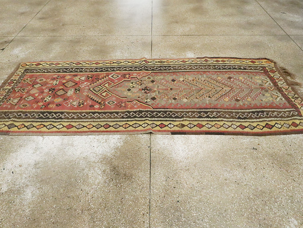 Vintage Turkish Flatweave Kilim Runner, No.25438 - Gsblank