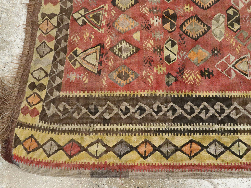 Vintage Turkish Flatweave Kilim Runner, No.25438 - Gsblank