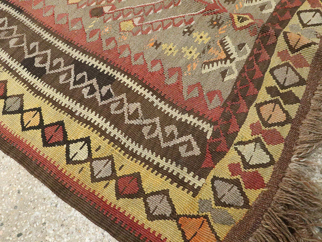 Vintage Turkish Flatweave Kilim Runner, No.25438 - Gsblank
