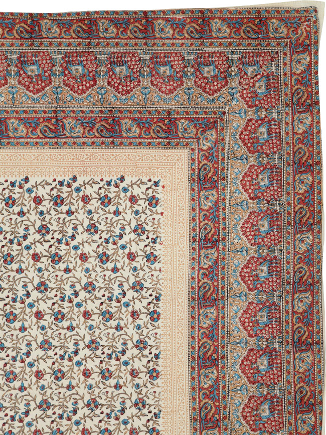 Vintage Persian Isfahan Ghalamkari Square Textile, No.25466 - Gsblank