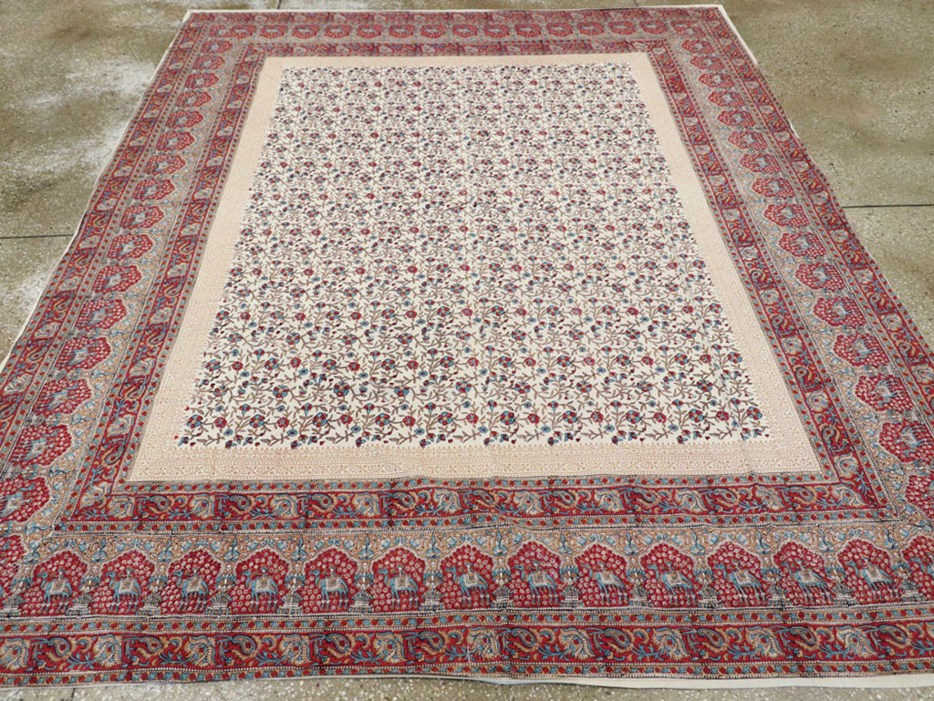 Vintage Persian Isfahan Ghalamkari Square Textile, No.25466 - Gsblank