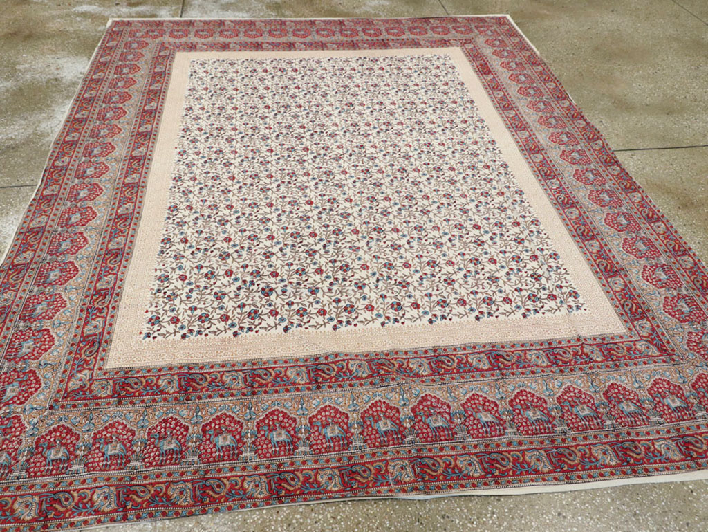 Vintage Persian Isfahan Ghalamkari Square Textile, No.25466 - Gsblank
