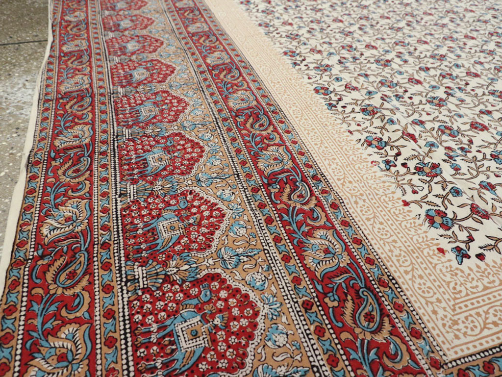 Vintage Persian Isfahan Ghalamkari Square Textile, No.25466 - Gsblank