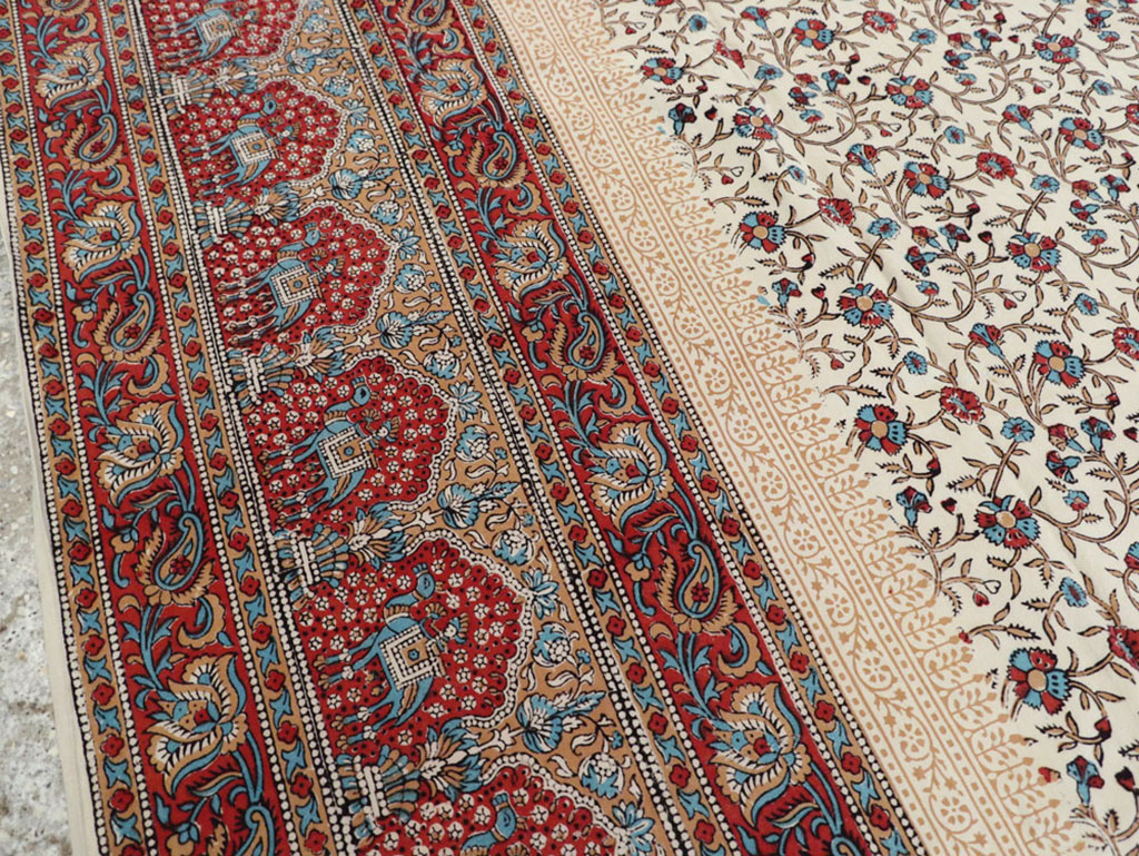 Vintage Persian Isfahan Ghalamkari Square Textile, No.25466 - Gsblank