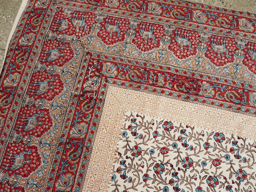 Vintage Persian Isfahan Ghalamkari Square Textile, No.25466 - Gsblank