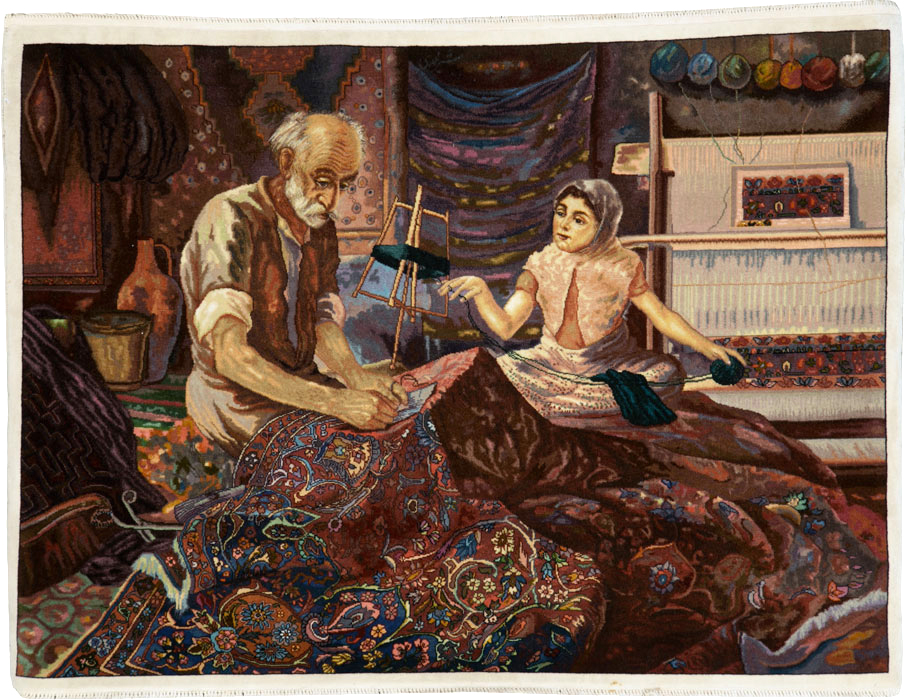 Vintage Persian Tabriz Pictorial Rug, No.25469 - Gsblank