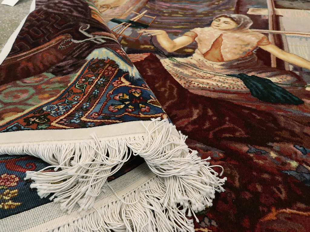 Vintage Persian Tabriz Pictorial Rug, No.25469 - Gsblank