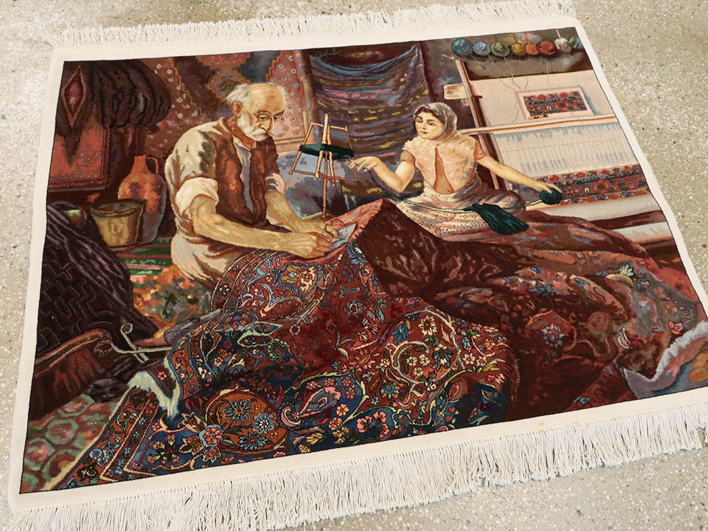 Vintage Persian Tabriz Pictorial Rug, No.25469 - Gsblank