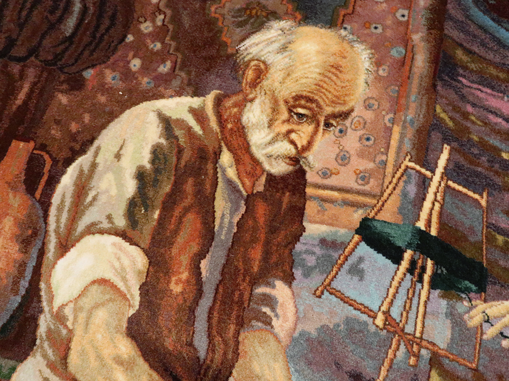 Vintage Persian Tabriz Pictorial Rug, No.25469 - Gsblank