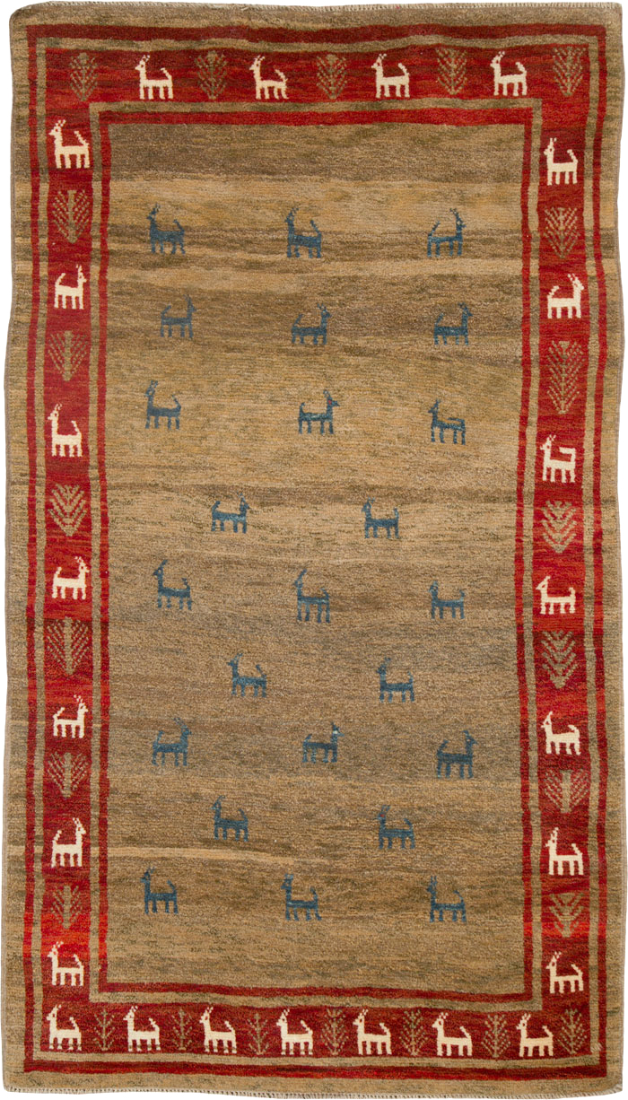 Vintage Persian Gabbeh Rug, No.25475 - Gsblank