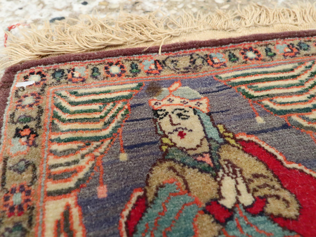 Vintage Persian Tabriz Pictorial Rug, No.25478 - Gsblank