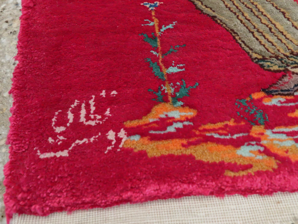 Vintage Persian Quom Pictorial Rug, No.25479 - Gsblank