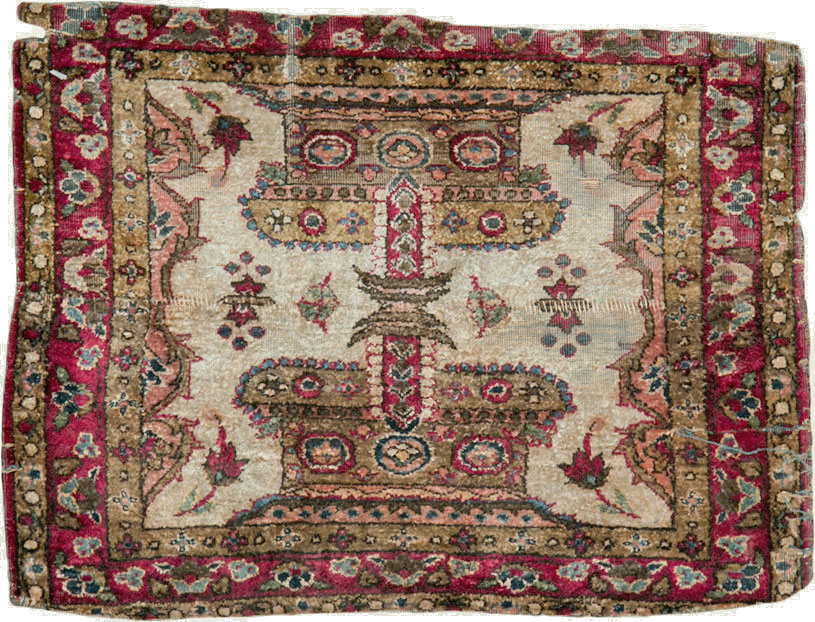 Antique Persian Kashan Silk Rug, No.25482 - Gsblank