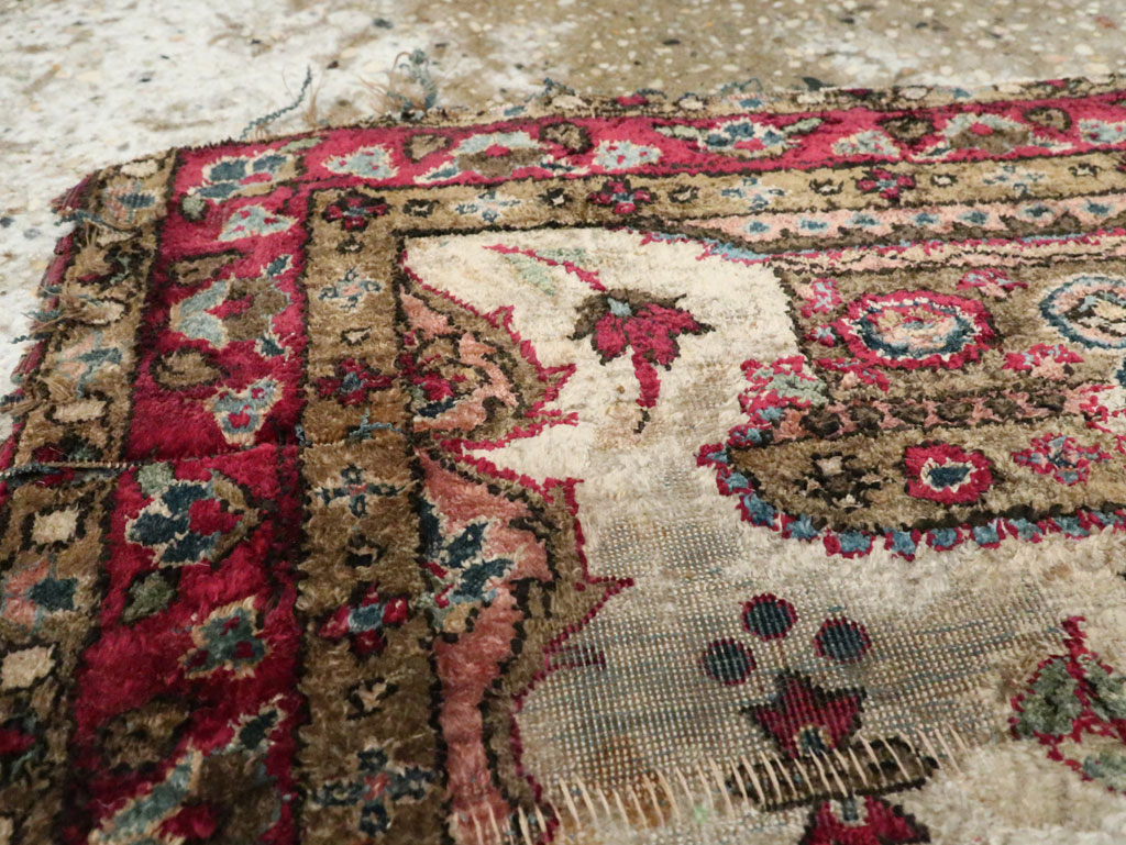 Antique Persian Kashan Silk Rug, No.25482 - Gsblank
