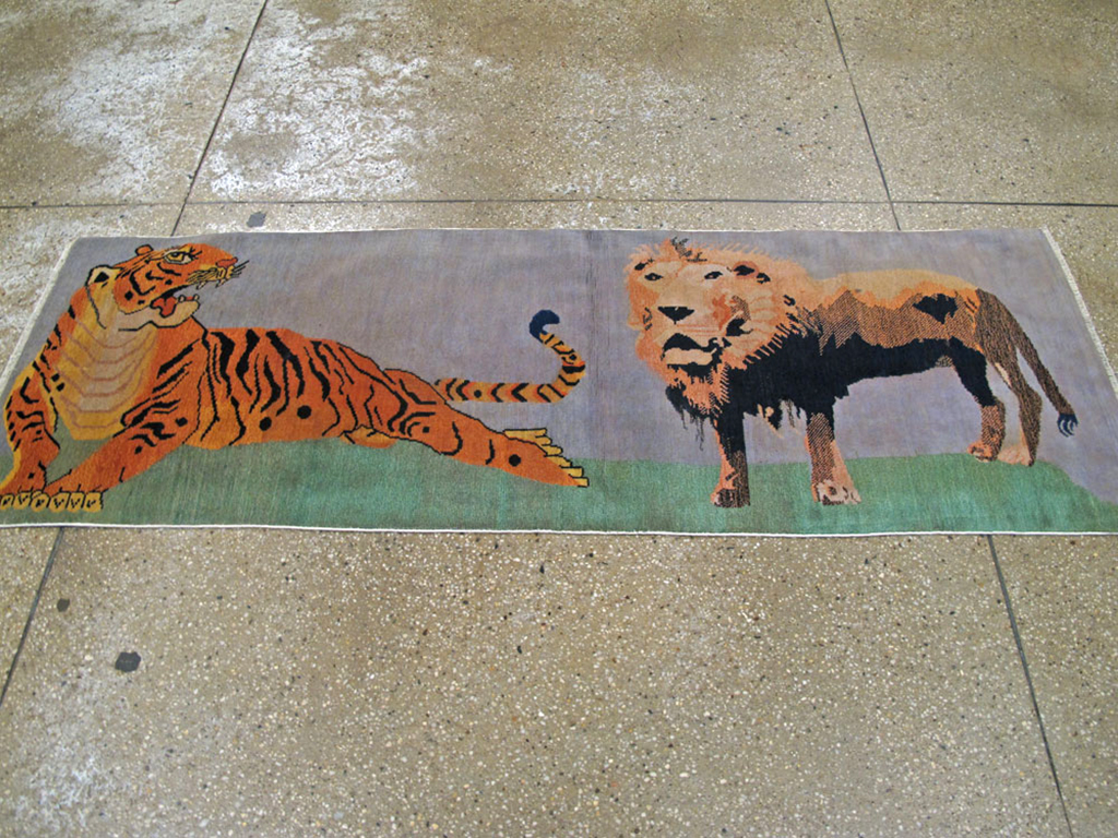 Vintage Turkish Sivas Pictorial Rug, No.25487 - Gsblank