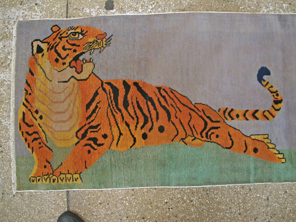 Vintage Turkish Sivas Pictorial Rug, No.25487 - Gsblank