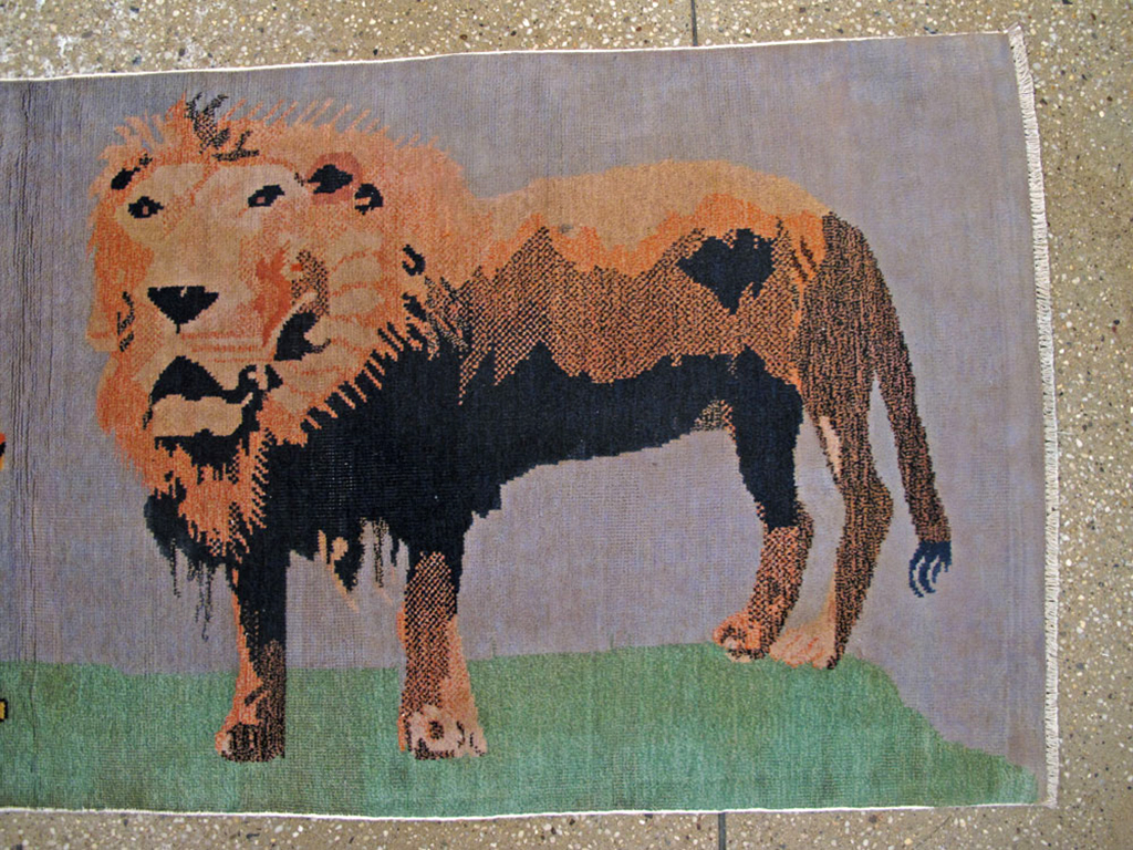 Vintage Turkish Sivas Pictorial Rug, No.25487 - Gsblank