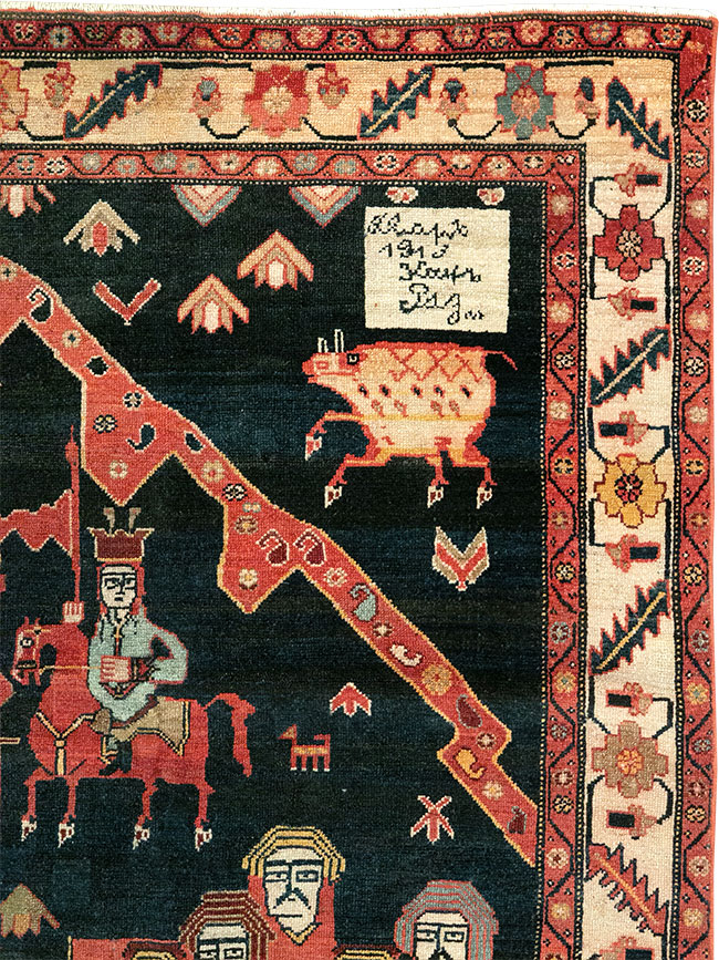 Antique Persian Malayer Pictorial Rug, No.25496 - Gsblank