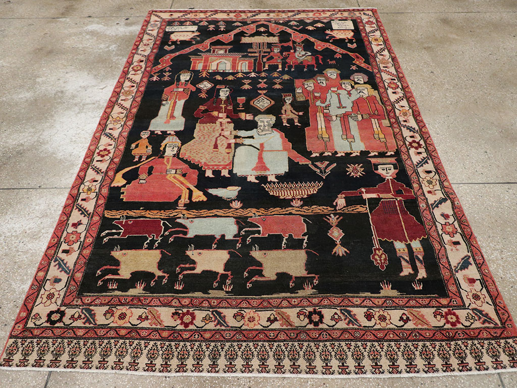 Antique Persian Malayer Pictorial Rug, No.25496 - Gsblank