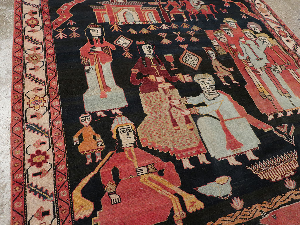 Antique Persian Malayer Pictorial Rug, No.25496 - Gsblank