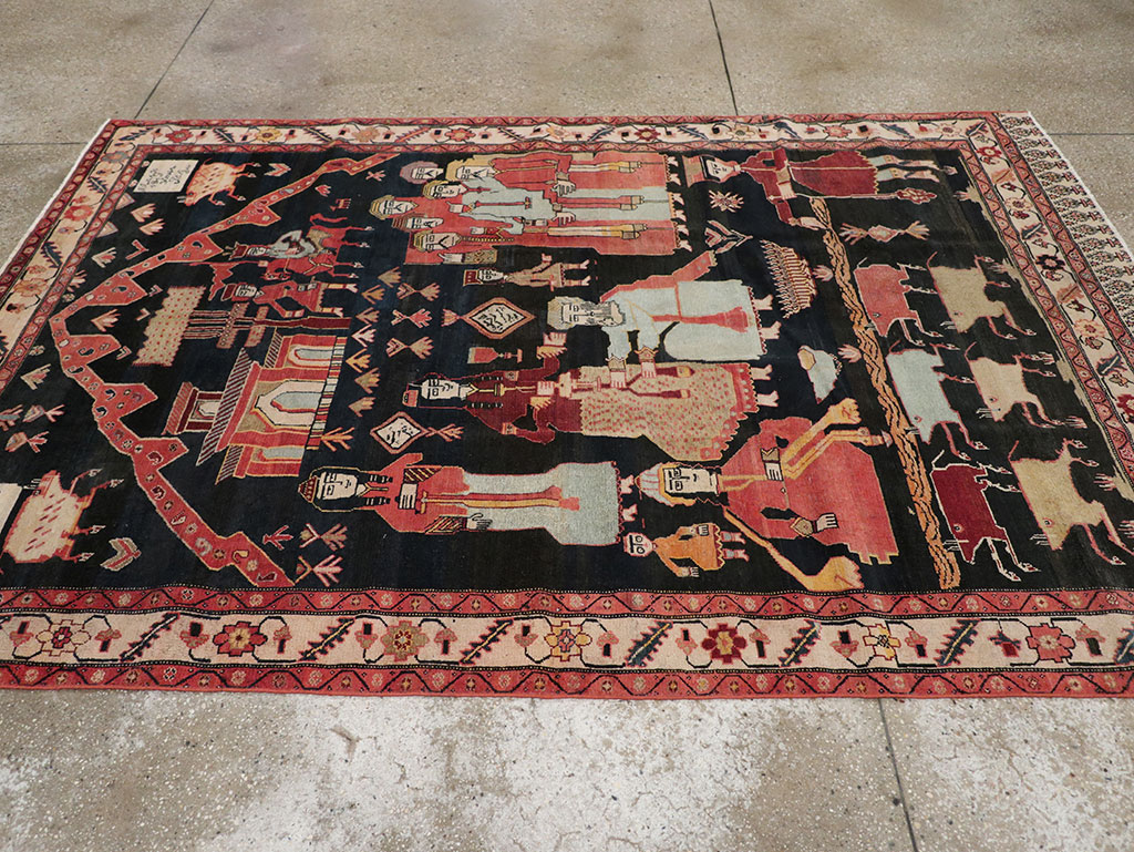 Antique Persian Malayer Pictorial Rug, No.25496 - Gsblank