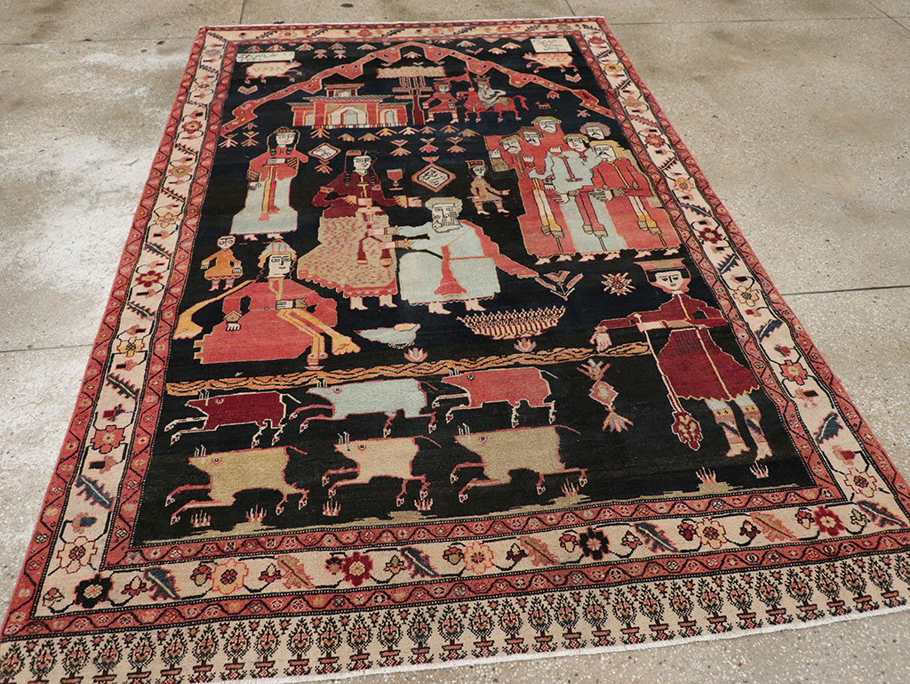 Antique Persian Malayer Pictorial Rug, No.25496 - Gsblank