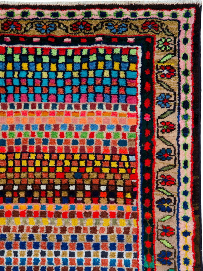 Vintage Persian Hamadan Art Deco Carpet, No.25533 - Gsblank