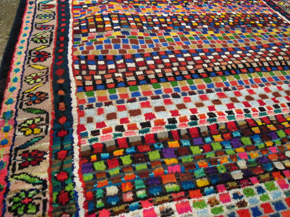 Vintage Persian Hamadan Art Deco Carpet, No.25533 - Gsblank