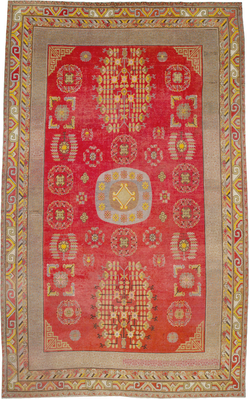 Vintage East Turkestan Khotan Carpet, No.25542 - Gsblank