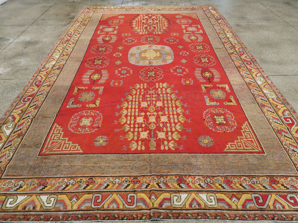 Vintage East Turkestan Khotan Carpet, No.25542 - Gsblank