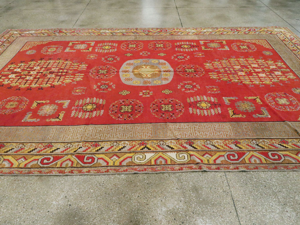 Vintage East Turkestan Khotan Carpet, No.25542 - Gsblank